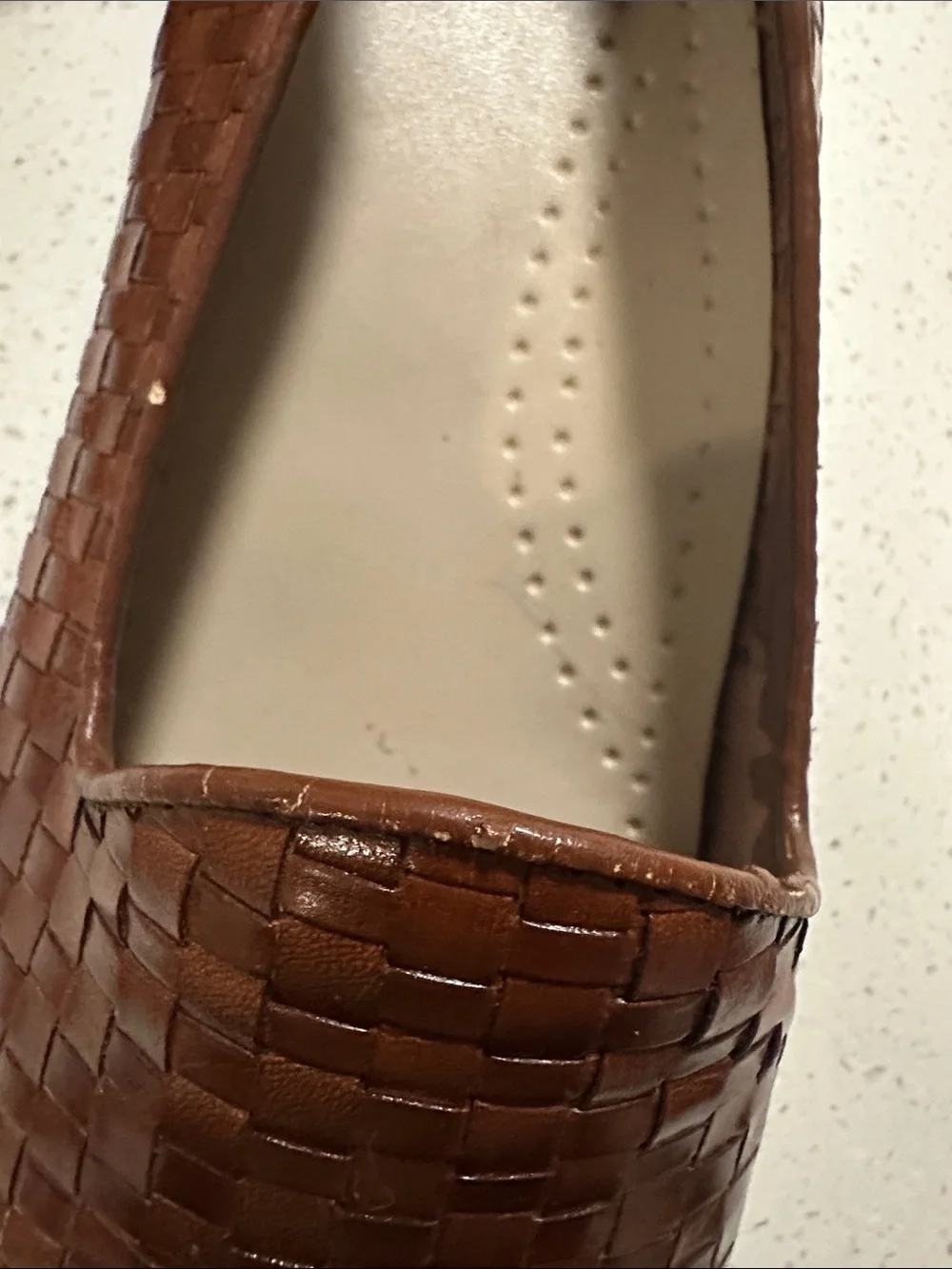 Trotters Cognac Woven Leather Slip-On Loafers